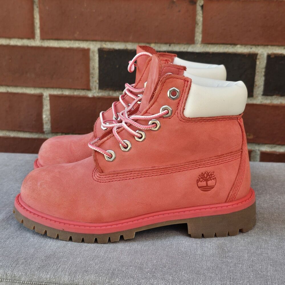 Timberland Boots Girls Size 13 Pink 6 Inch Nubuck Leather Hiking ReBOTL